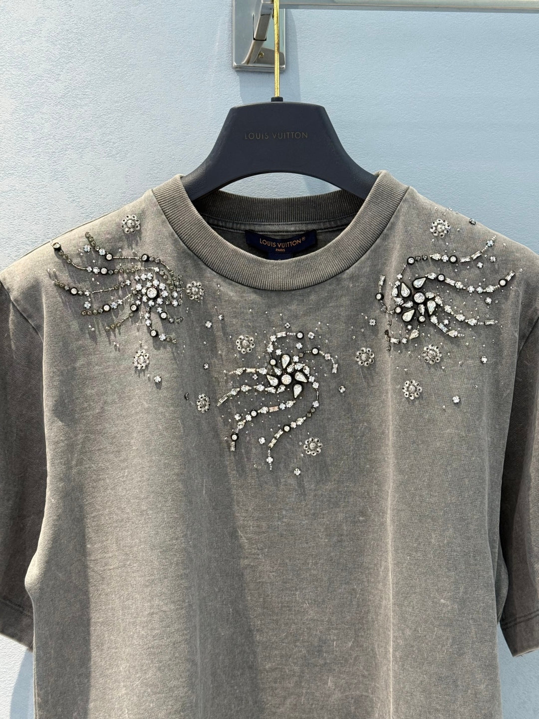 LV 25 Stir-Fried Old Diamond T-Shirt Grey Cotton