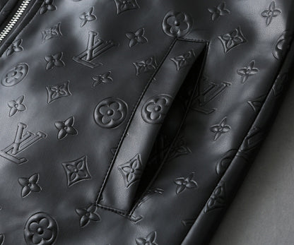 LV SHIRT JACKET IN BLACK CALFSKIN EMBOSSED LOGO 238988