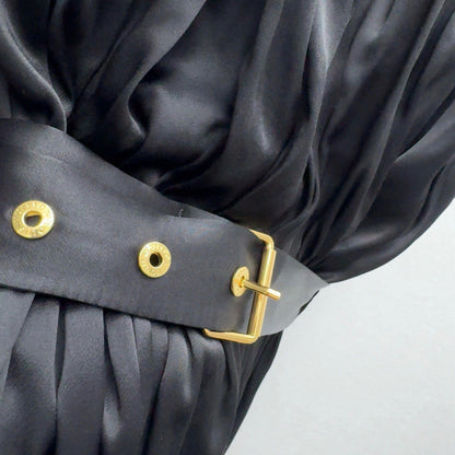 LV 25 Pleated Halter Dress Black Rayon