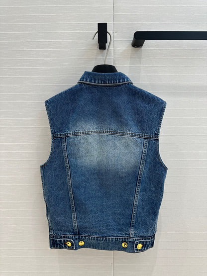 LV 25 Denim Vest Jacket Blue Cotton