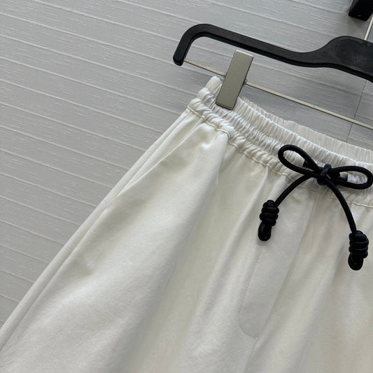 Loewe Wide-leg Straight-leg Pants White Cotton