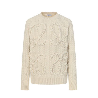 Loewe 2025 Anagram Cable-knit Sweater Cream Wool 315680