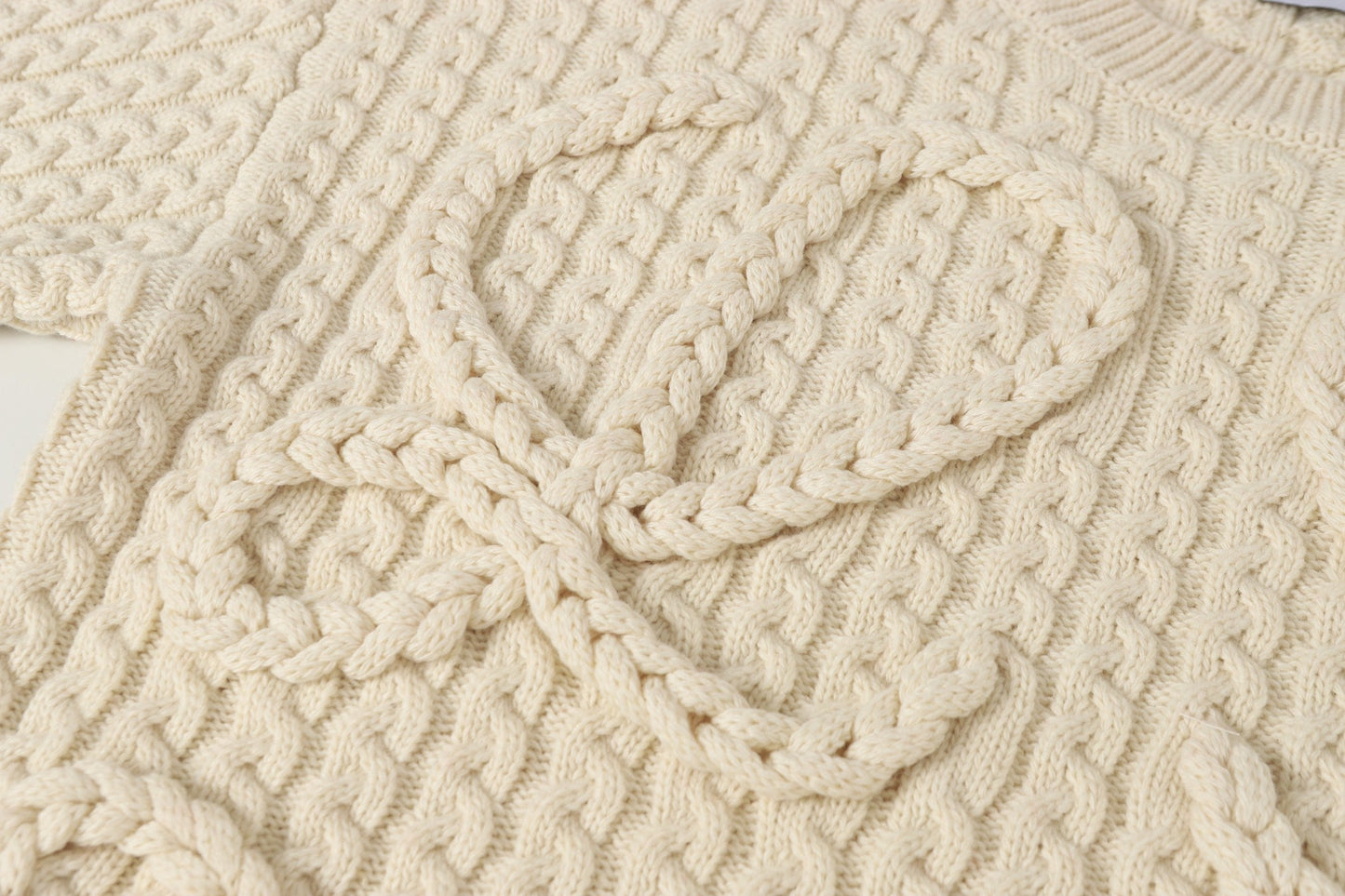 Loewe 2025 Anagram Cable-knit Sweater Cream Wool 315680