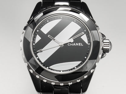 J12 38mm Automatic Limited Untitled H5582 Black Ceramic Black Steel Dial