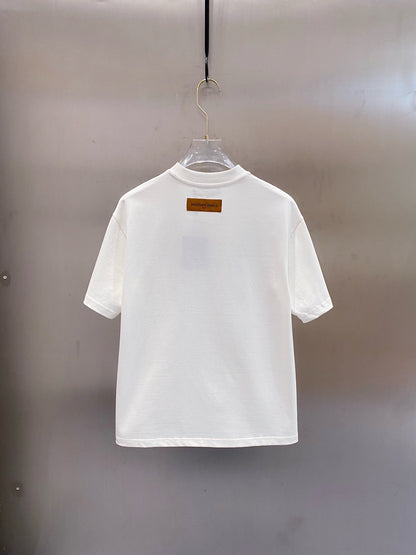 LV WHITE COTTON T-SHIRT BLACK LOGO 238822
