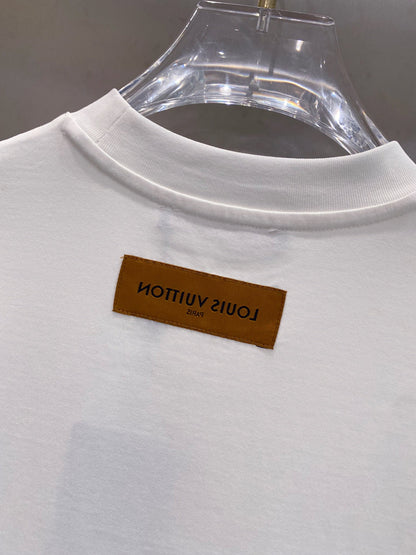 LV WHITE COTTON T-SHIRT BLACK LOGO 238822