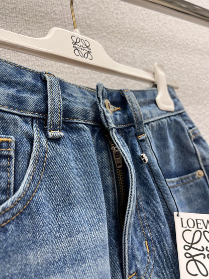 Loewe 26Ss Embroidered Denim Shorts