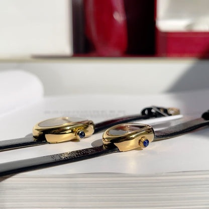 Baignoire Gold Case Black Leather Black Dial