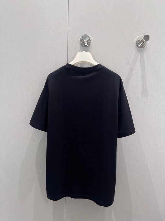 Loewe 25 Embroidered Short-sleeved T-shirt Black Cotton 221445