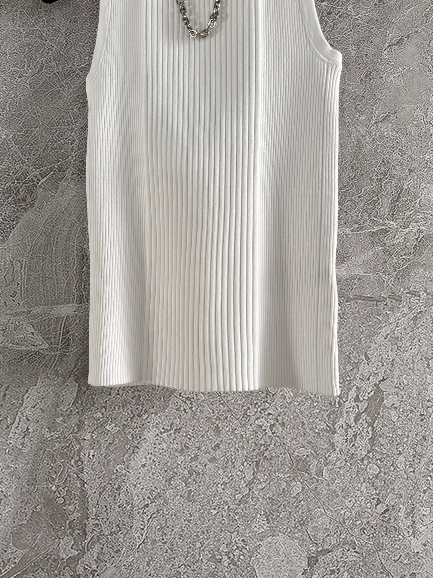 LV Chain Knitted Vest Shirt White Viscose Poliester