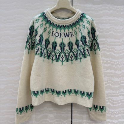 Loewe Sweater White/Mint Wool Blend 342804