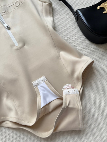 LV Holida Zipper Hooded Jumpsuitn Beige Polyamide Spandex