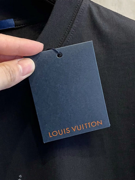 LV T-SHIRT IN BLACK PURE COTTON WITH EMBROIDERED LOGO 238772