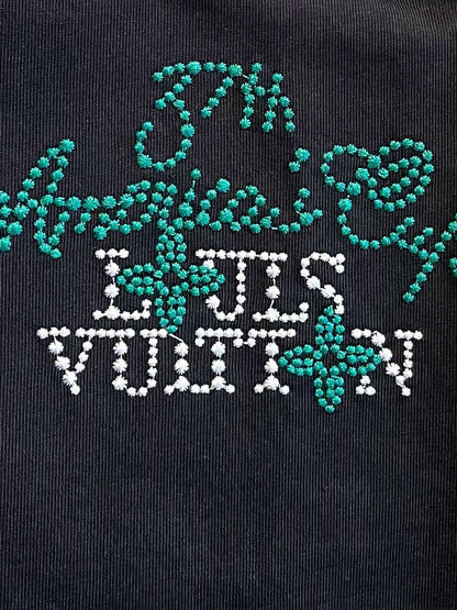 LV T-SHIRT IN BLACK EMBROIDERED LOGO PURE COTTON 238776