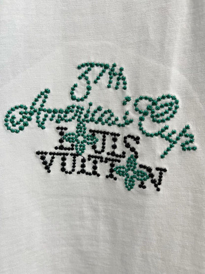 LV T-SHIRT IN WHITE EMBROIDERED LOGO PURE COTTON 238777