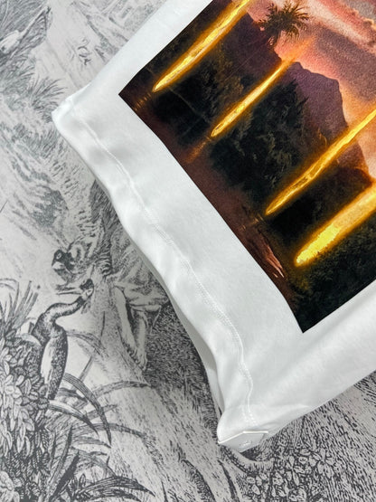 LV 25 Dusk Printed Patch Short-sleeved T-shirt White Cotton