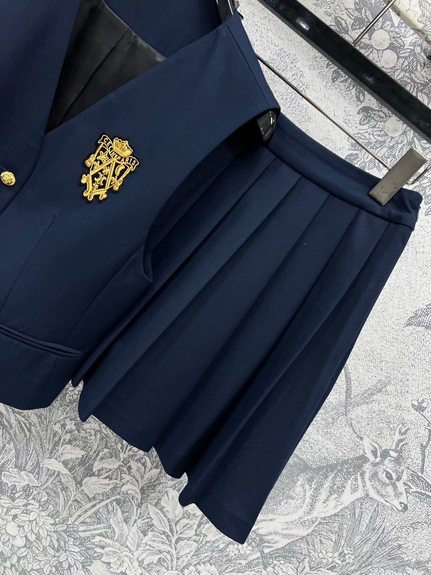LV 25 Slight Waist Design Set Vest Blue Polyester