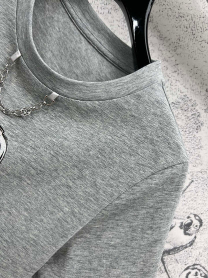 LV 25 Robot On The Chest T-Shirt Grey Cotton