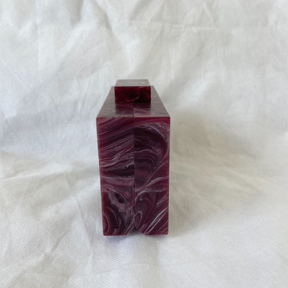 L’AFSHAR Burgundy Marble Striped Box Clutch