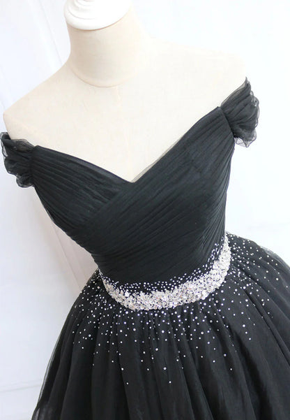 Elegant Homecoming Dress Off the Shoulder Tulle Rinestone Short Prom Dress Back to School Outfits Party Dress  D6098