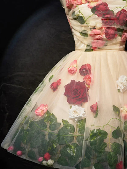 Chic Homecoming Dress Sweetheart Lace Flower Short Prom Dress Back to School Outfits Party Dress  D6088