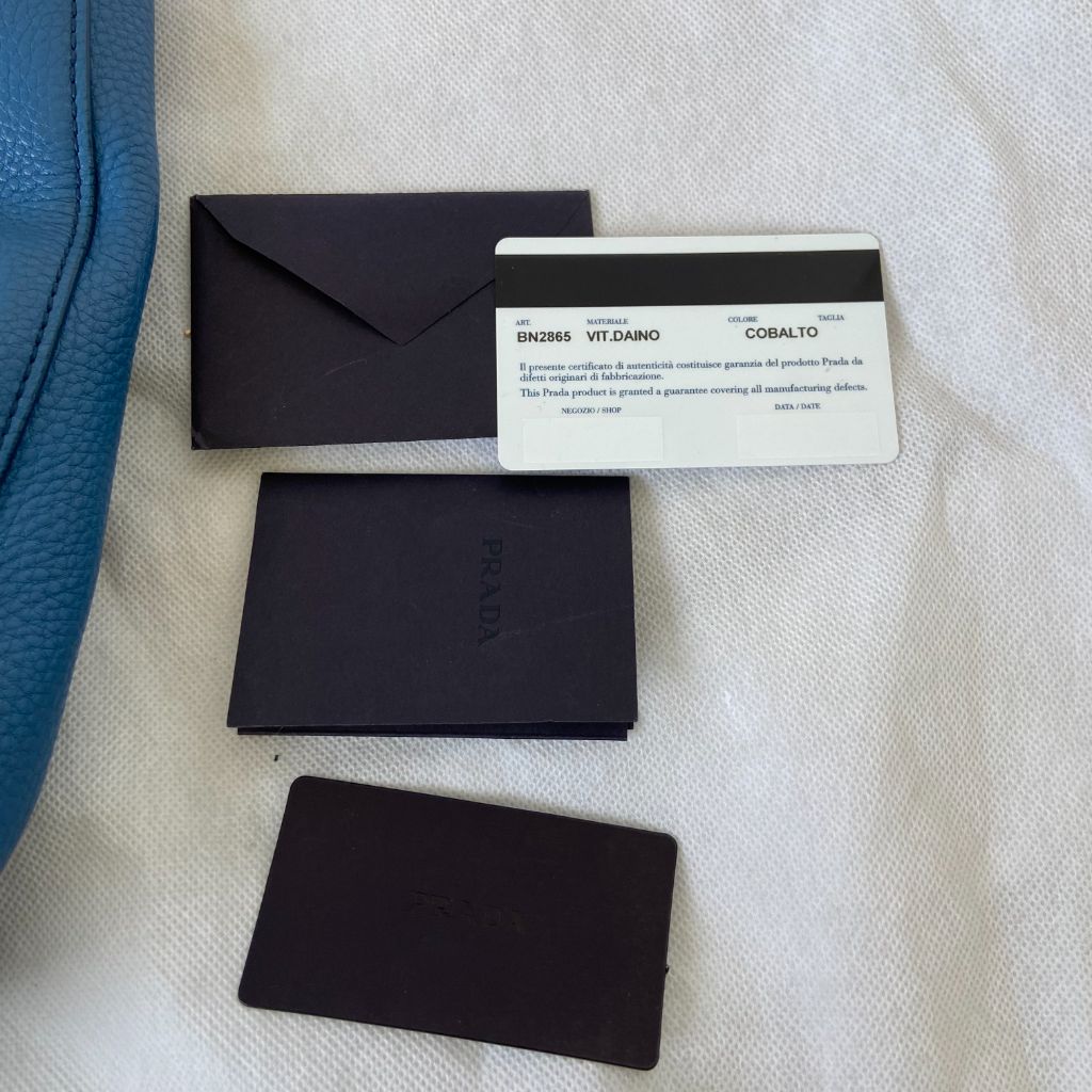 Prada Blue Leather Tote Bag