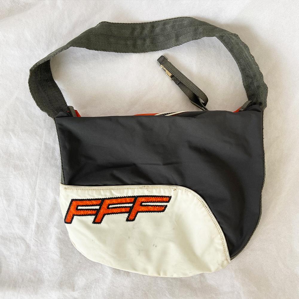 Prada Orange White SHWFFFF Nylon Vintage Bag