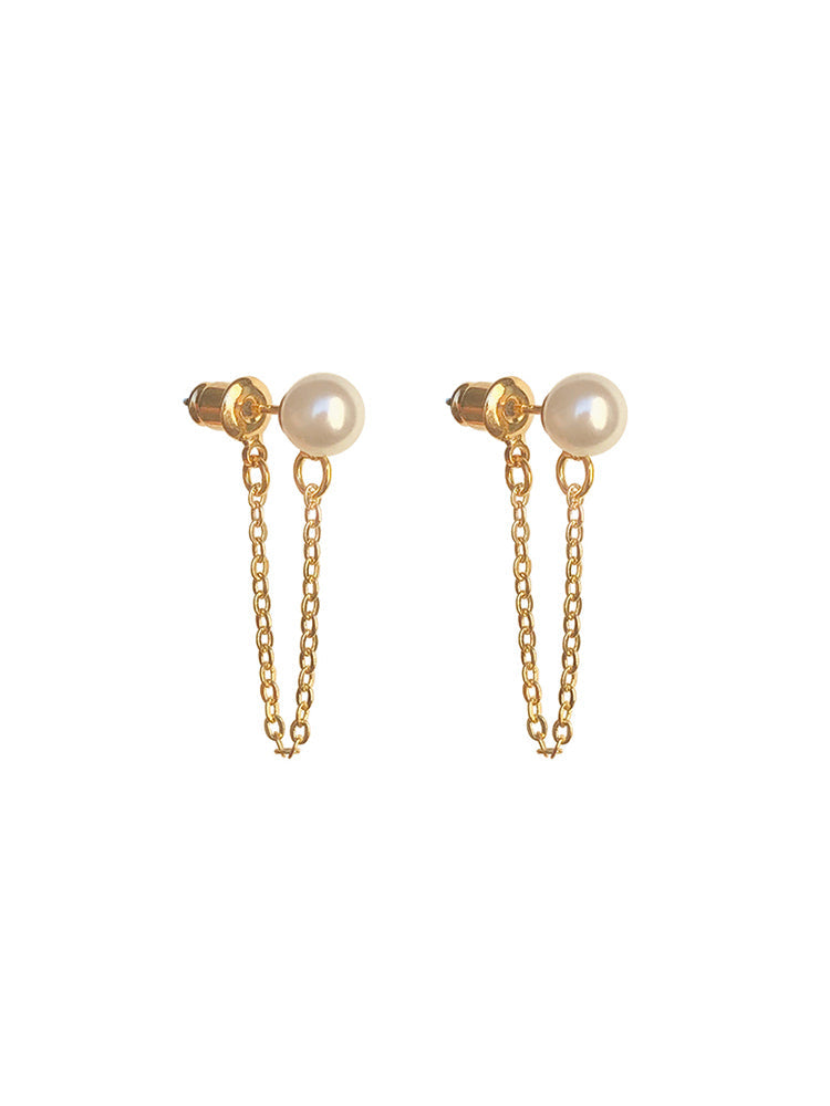 Classic Pearl Post-Hanging Stud Earrings Female Simple Temperament High Sense Niche Earrings Female Earrings e003