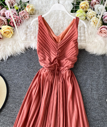Simple V-neck Dress Sleeveless Dress P267