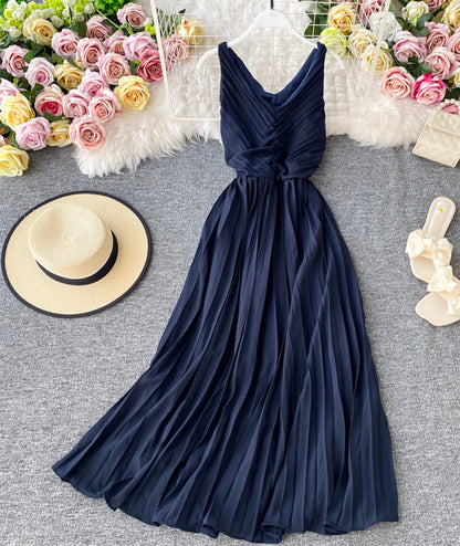 Simple V-neck Dress Sleeveless Dress P267