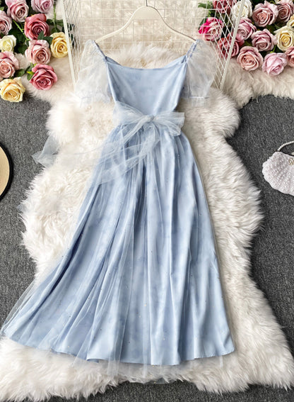 Pink tulle short dress summer dress 055