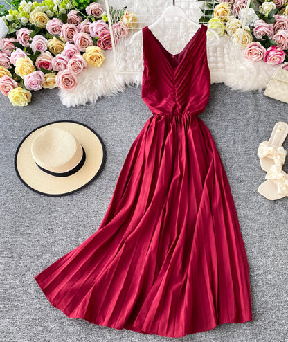 Simple V-neck Dress Sleeveless Dress P267