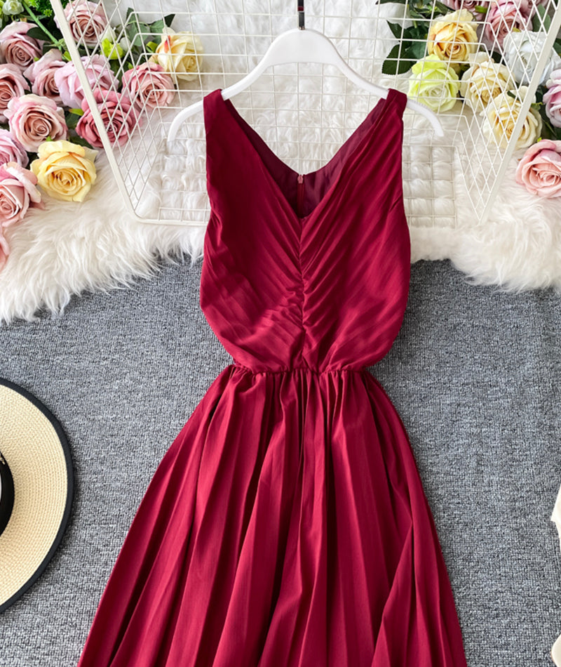 Simple V-neck Dress Sleeveless Dress P267