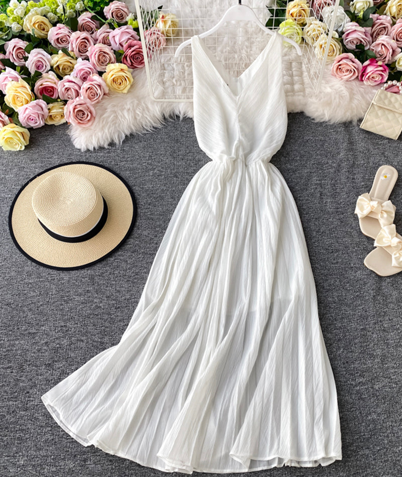 Simple V-neck Dress Sleeveless Dress P267