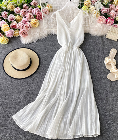 Simple V-neck Dress Sleeveless Dress P267