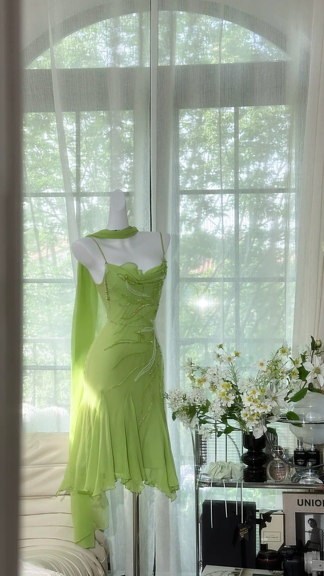 Charming Homecoming Dress Spaghetti Strap Beading Dress Back to School Outfits Party Dress  D6414
