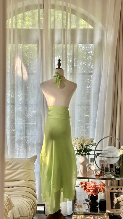 Charming Homecoming Dress Halter Beaded Backless Dress Back to School Outfits Party Dress  D6434