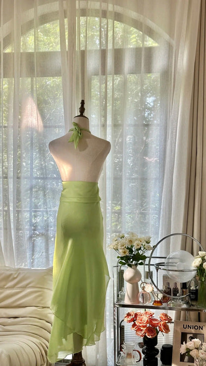 Charming Homecoming Dress Halter Beaded Backless Dress Back to School Outfits Party Dress  D6434
