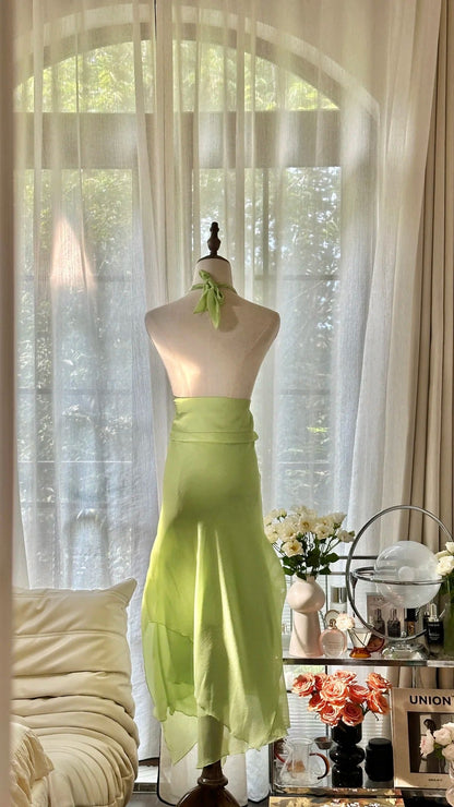 Charming Homecoming Dress Halter Beaded Backless Dress Back to School Outfits Party Dress  D6434