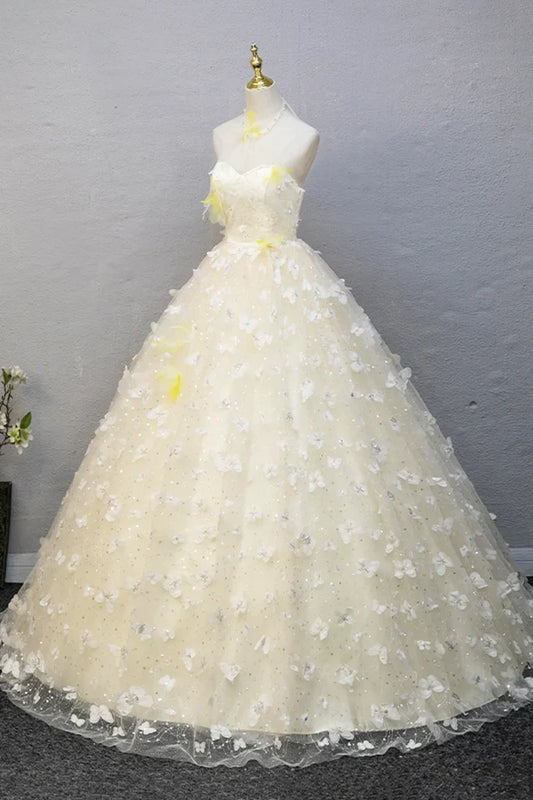Elegant Halter Neckline Tulle Floor Length Prom Dress, off-white A-Line Evening Formal Dress ED01093